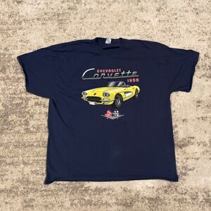 Chevy Yellow Corvette 1968 Graphic Blue Mens T-Shirt